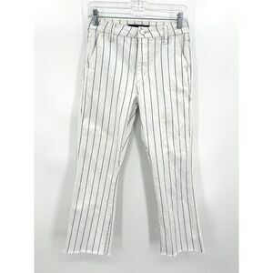 JOE'S JEANS *Flawed* White Navy Striped Raw Hem Straight Leg Crop Jeans Size 27